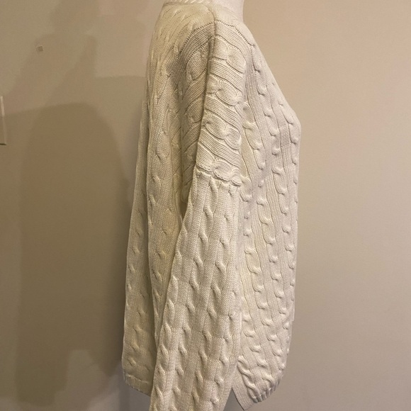 Polo Ralph Lauren Women's V-Neck White Cable Knit Cotton Sweater size X-Large - Picture 8 of 12